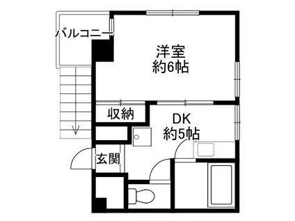 サニーハイツ西久保(1DK/2階)の間取り写真