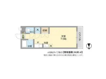 ジョイフルホームズ(ワンルーム/2階)の間取り写真