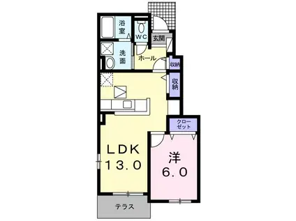 シャートー竹島 II(1LDK/1階)の間取り写真