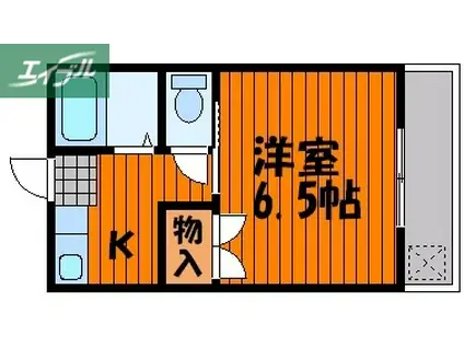 レクサス十日市 I(1K/2階)の間取り写真