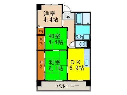 OPH新千里東町(3DK/6階)の間取り写真