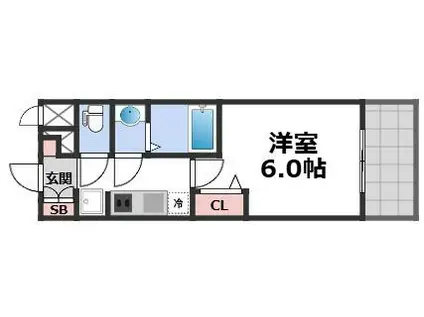 プレサンス鶴橋トレヴィエ(1K/4階)の間取り写真