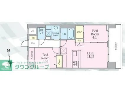 カームライズ(2LDK/3階)の間取り写真