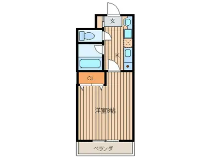 せれにて 04(1K/2階)の間取り写真