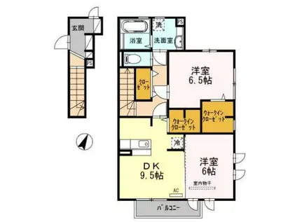 ガーデン郷ヶ丘B(2DK/2階)の間取り写真