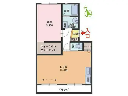 レジデンス加茂(1LDK/2階)の間取り写真