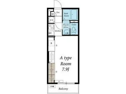 コンテンターレ(1K/2階)の間取り写真