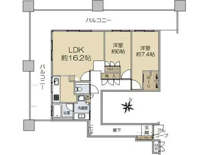 トア山手 ザ・神戸タワー(2LDK/29階)の間取り写真