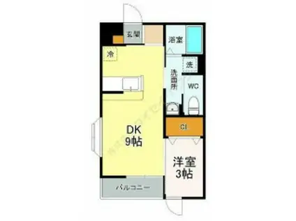 アルティスタF棟(1LDK/1階)の間取り写真