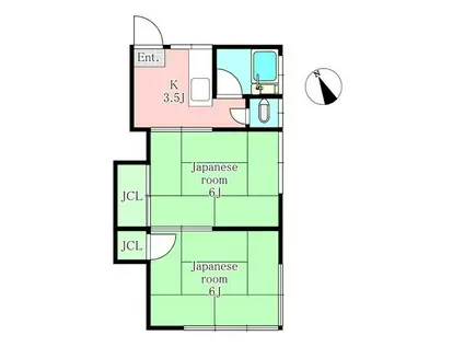 やよい荘(2K/1階)の間取り写真