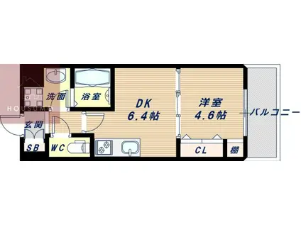 SHINING江坂離宮(1DK/8階)の間取り写真