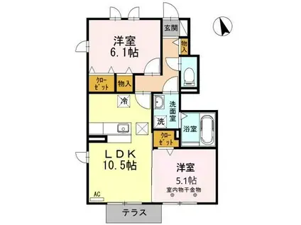 ルレ・エ・シャト-(2LDK/1階)の間取り写真