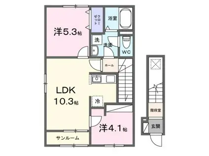 プチエトワール(2LDK/2階)の間取り写真