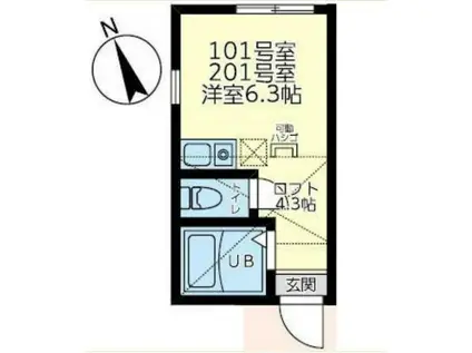 ユナイト宮崎台マイ・フェア・レディ(ワンルーム/1階)の間取り写真