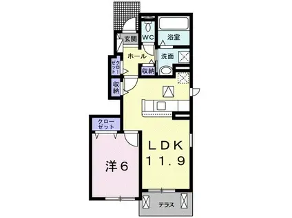 プラシド・ラウレア(1LDK/1階)の間取り写真