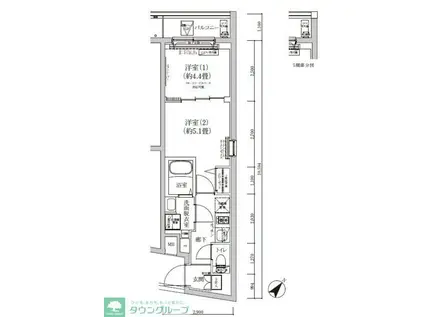アイルプレミアム東京立石(2K/2階)の間取り写真