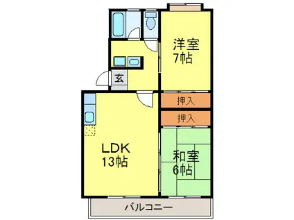 ハイムTOH(2LDK/2階)の間取り写真