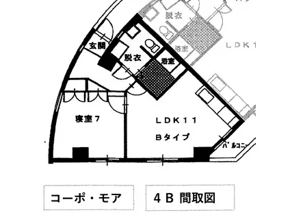 コーポ・モア(1LDK/4階)の間取り写真