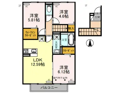 リッチ椿(3LDK/2階)の間取り写真