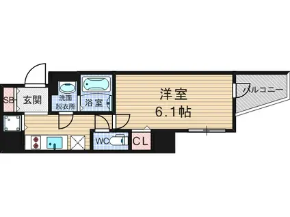 ララプレイス難波シエール(1K/13階)の間取り写真