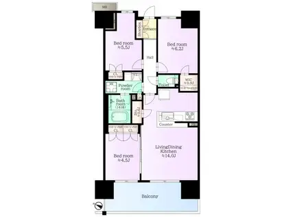 ザ・パークハウスオイコス赤羽志茂サードスクエア(3LDK/7階)の間取り写真