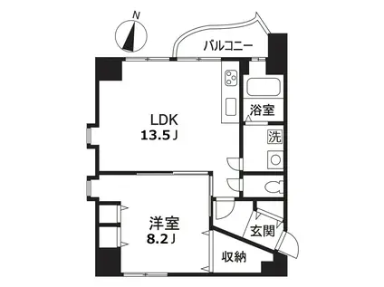マーヴェラスガーデンコート(1LDK/2階)の間取り写真