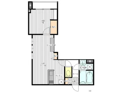 ベルリード北仙台(1LDK/1階)の間取り写真