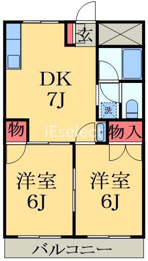ファーストグリーンA(2DK/2階)の間取り写真