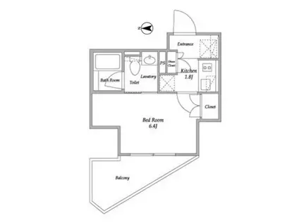 パークアビタシオン麻布十番(1K/8階)の間取り写真