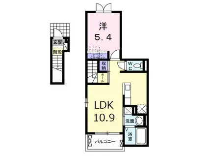 サニーハウス 寄木戸 1LDK(1LDK/2階)の間取り写真