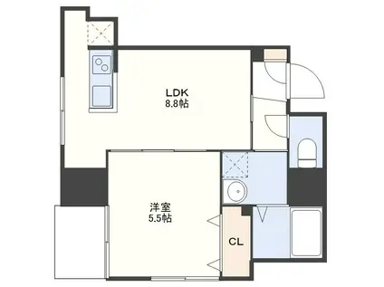 トリビュート大井手(1LDK/11階)の間取り写真
