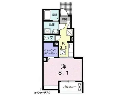 ロイヤルパレス 横寸(1K/1階)の間取り写真