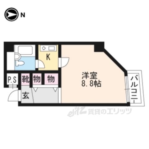 パレみささぎ佐わらび(1K/3階)の間取り写真