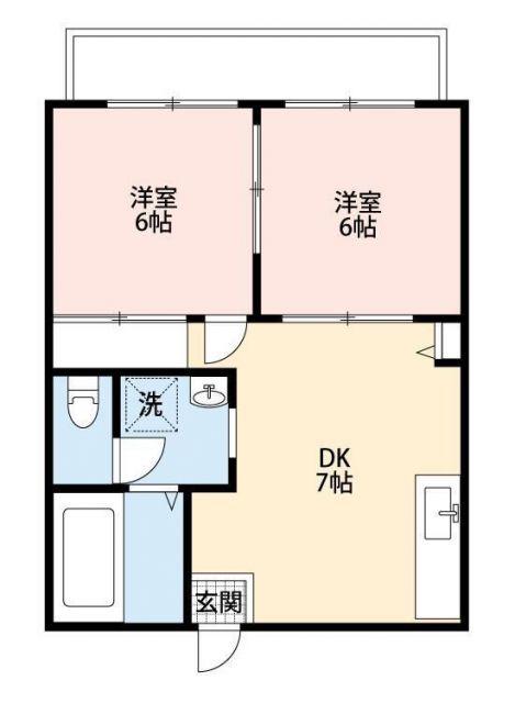 ガーデンハウスC(2DK/2階)の間取り写真