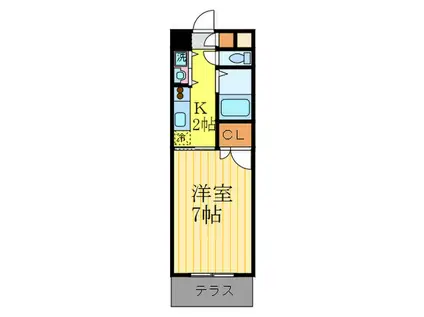 グリーンヒル塔の段(1K/1階)の間取り写真