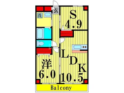 ルーデンス保塚(1SLDK/3階)の間取り写真