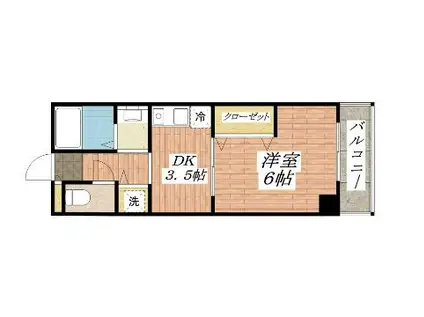 FINEVALEウエスト(1K/4階)の間取り写真