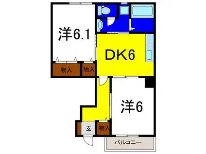 T・Tスクエア- B(2DK/1階)の間取り写真