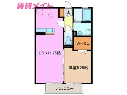 グランツァ(1LDK/2階)の間取り写真