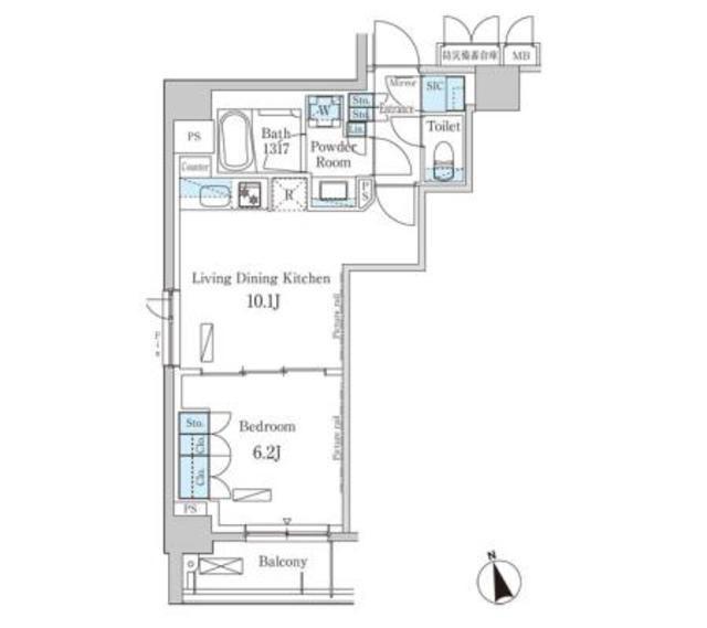パークアクシス日本橋兜町(1LDK/10階)の間取り写真