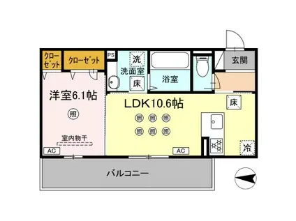 アクアフェリーチェ A棟(1LDK/1階)の間取り写真