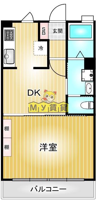 コンフォート二番(1DK/3階)の間取り写真