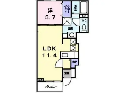 サンネット(1LDK/1階)の間取り写真