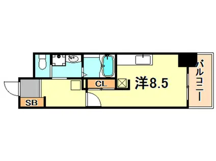 WILLDO浜崎通(ワンルーム/5階)の間取り写真