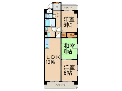 グレース21(3LDK/4階)の間取り写真