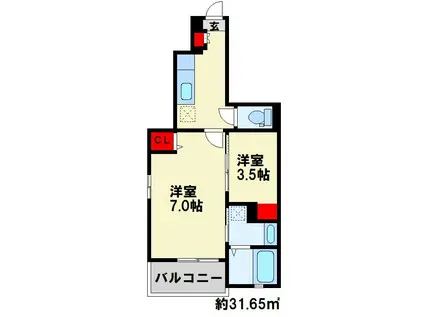 モデッサ80(1K/1階)の間取り写真