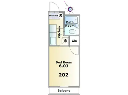 米倉ハイツ(1K/2階)の間取り写真