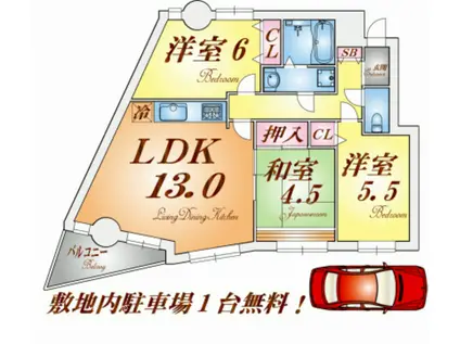 BELLTREE若草ANNEX(3LDK/1階)の間取り写真