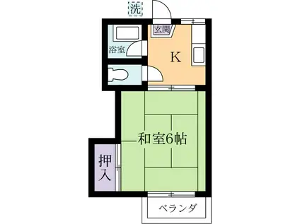 プライム(1K/1階)の間取り写真
