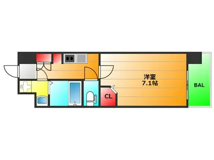 ミラージュパレス難波幸町(1K/3階)の間取り写真